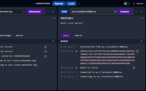 Rockite WebSocket Client from Chrome web store to be run with OffiDocs Chromium online Rockite WebSocket Client from Chrome web store to be run with OffiDocs Chromium online