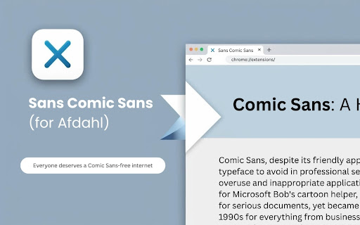 Sans Comic Sans (for Afdahl) from Chrome web store to be run with OffiDocs Chromium online Sans Comic Sans (for Afdahl) from Chrome web store to be run with OffiDocs Chromium online