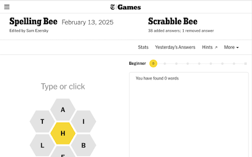 ScrabbleBee from Chrome web store to be run with OffiDocs Chromium online ScrabbleBee from Chrome web store to be run with OffiDocs Chromium online