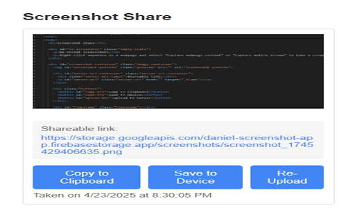 Screenshot Share from Chrome web store to be run with OffiDocs Chromium online Screenshot Share from Chrome web store to be run with OffiDocs Chromium online