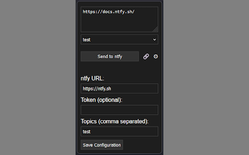 Send to ntfy from Chrome web store to be run with OffiDocs Chromium online Send to ntfy from Chrome web store to be run with OffiDocs Chromium online