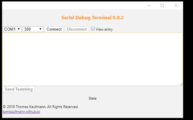 Serial Debug Terminal from Chrome web store to be run with OffiDocs Chromium online Serial Debug Terminal from Chrome web store to be run with OffiDocs Chromium online