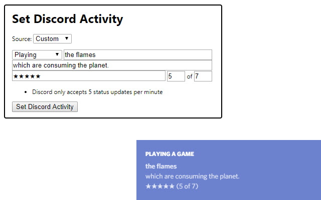 Set Discord Activity from Chrome web store to be run with OffiDocs Chromium online Set Discord Activity from Chrome web store to be run with OffiDocs Chromium online