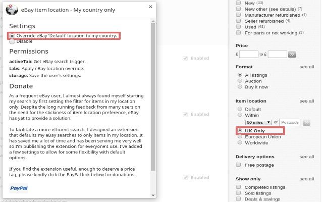 Set eBay default search parameters from Chrome web store to be run with OffiDocs Chromium online Set eBay default search parameters from Chrome web store to be run with OffiDocs Chromium online