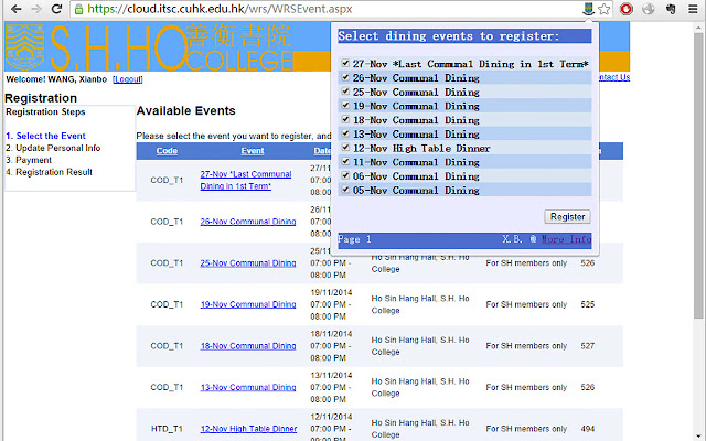 SHHO Dining AutoReg from Chrome web store to be run with OffiDocs Chromium online SHHO Dining AutoReg from Chrome web store to be run with OffiDocs Chromium online