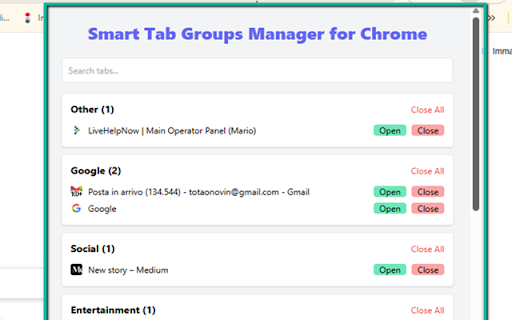 Smart Tab Groups Manager for Chrome from Chrome web store to be run with OffiDocs Chromium online Smart Tab Groups Manager for Chrome from Chrome web store to be run with OffiDocs Chromium online