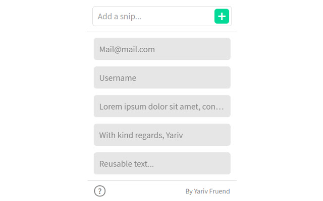 Snip from Chrome web store to be run with OffiDocs Chromium online Snip from Chrome web store to be run with OffiDocs Chromium online