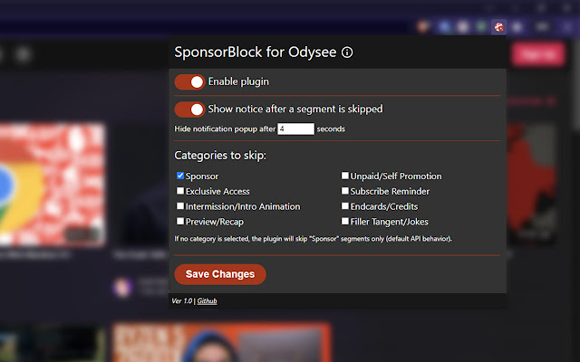 SponsorBlock for Odysee from Chrome web store to be run with OffiDocs Chromium online SponsorBlock for Odysee from Chrome web store to be run with OffiDocs Chromium online