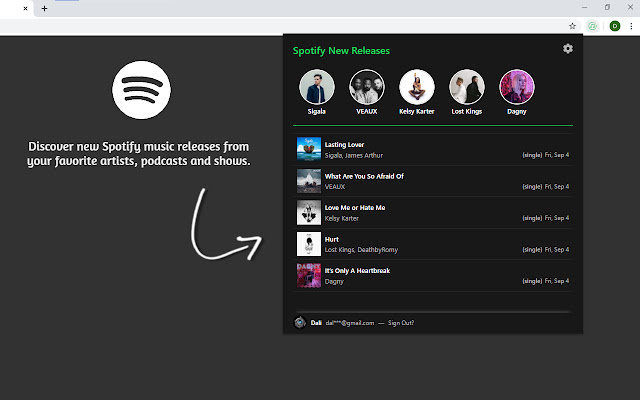 Spotify New Releases from Chrome web store to be run with OffiDocs Chromium online Spotify New Releases from Chrome web store to be run with OffiDocs Chromium online