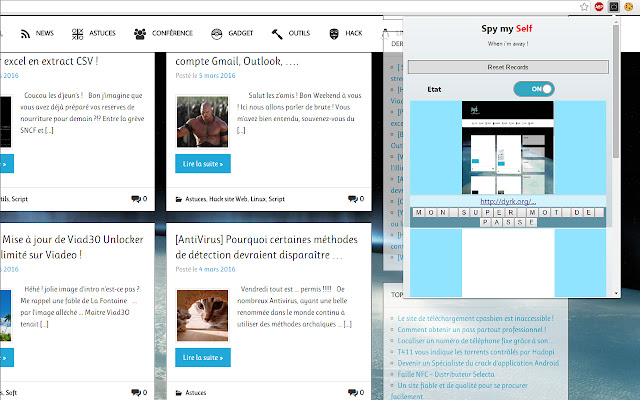 SpyMySelf from Chrome web store to be run with OffiDocs Chromium online SpyMySelf from Chrome web store to be run with OffiDocs Chromium online