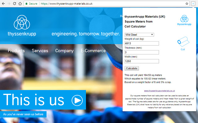 Square Meters from Coil Calculator from Chrome web store to be run with OffiDocs Chromium online Square Meters from Coil Calculator from Chrome web store to be run with OffiDocs Chromium online
