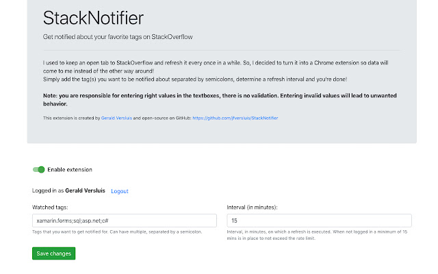 StackNotifier from Chrome web store to be run with OffiDocs Chromium online StackNotifier from Chrome web store to be run with OffiDocs Chromium online