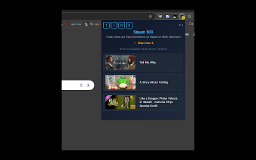 Steam 100 from Chrome web store to be run with OffiDocs Chromium online Steam 100 from Chrome web store to be run with OffiDocs Chromium online