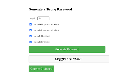 Strong Password Generator from Chrome web store to be run with OffiDocs Chromium online Strong Password Generator from Chrome web store to be run with OffiDocs Chromium online