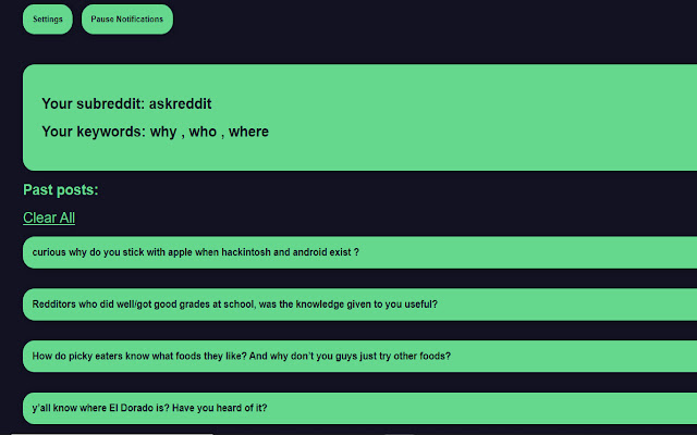 Subtool reddit post keyword notifier from Chrome web store to be run with OffiDocs Chromium online Subtool reddit post keyword notifier from Chrome web store to be run with OffiDocs Chromium online