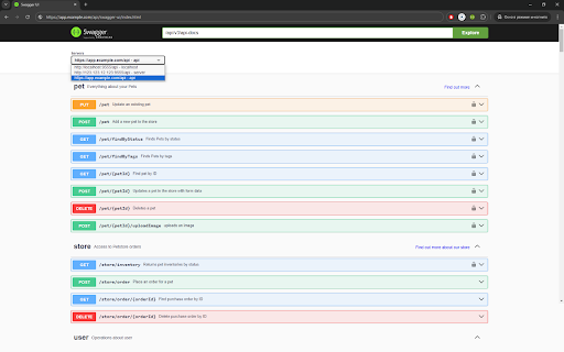 Swagger Auto Server Selection from Chrome web store to be run with OffiDocs Chromium online Swagger Auto Server Selection from Chrome web store to be run with OffiDocs Chromium online