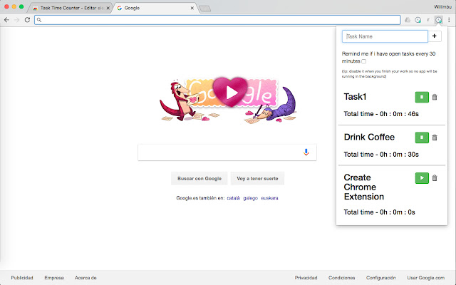 Task Time Counter from Chrome web store to be run with OffiDocs Chromium online Task Time Counter from Chrome web store to be run with OffiDocs Chromium online