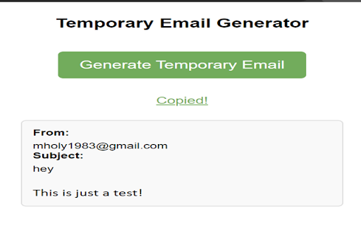 Temporary Email Generator from Chrome web store to be run with OffiDocs Chromium online Temporary Email Generator from Chrome web store to be run with OffiDocs Chromium online