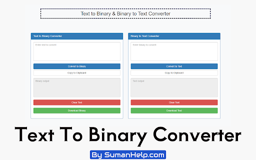 Text to Binary Converter from Chrome web store to be run with OffiDocs Chromium online Text to Binary Converter from Chrome web store to be run with OffiDocs Chromium online
