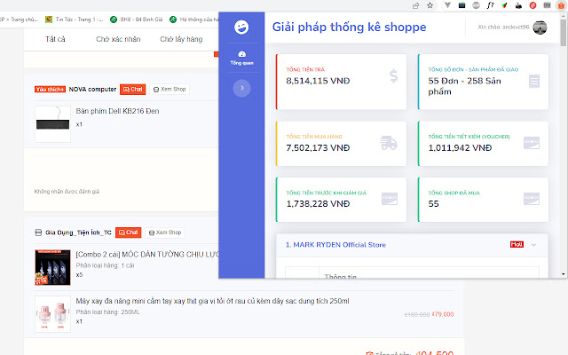 Thống kê chi tiêu shopee from Chrome web store to be run with OffiDocs Chromium online Thống kê chi tiêu shopee from Chrome web store to be run with OffiDocs Chromium online