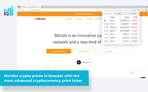 TickerIQ Crypto Price Ticker from Chrome web store to be run with OffiDocs Chromium online TickerIQ Crypto Price Ticker from Chrome web store to be run with OffiDocs Chromium online