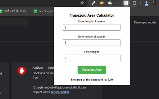 Trapezoid Area Calculator from Chrome web store to be run with OffiDocs Chromium online Trapezoid Area Calculator from Chrome web store to be run with OffiDocs Chromium online