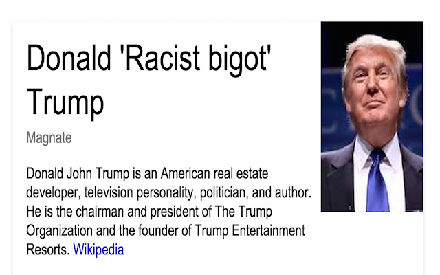 Trump2Racist from Chrome web store to be run with OffiDocs Chromium online Trump2Racist from Chrome web store to be run with OffiDocs Chromium online