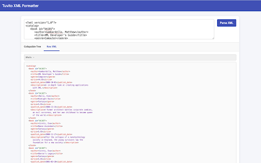 Tuvito XML Formatter from Chrome web store to be run with OffiDocs Chromium online Tuvito XML Formatter from Chrome web store to be run with OffiDocs Chromium online