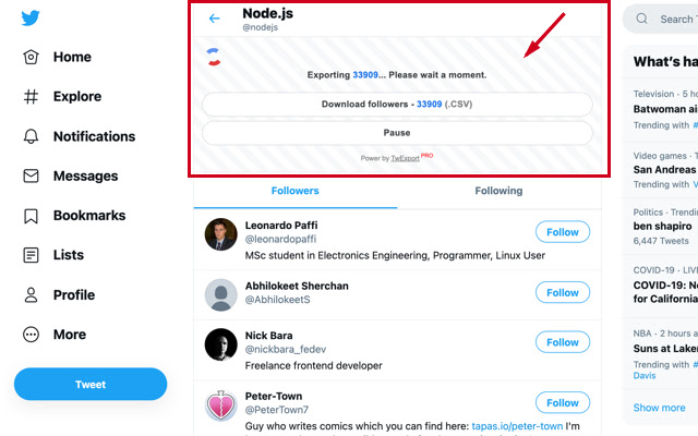 TwExport Export Twitter Followers from Chrome web store to be run with OffiDocs Chromium online TwExport Export Twitter Followers from Chrome web store to be run with OffiDocs Chromium online