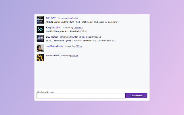 Twitch Watch from Chrome web store to be run with OffiDocs Chromium online Twitch Watch from Chrome web store to be run with OffiDocs Chromium online