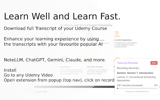 Udemy Full Transcript Extractor for LLMs from Chrome web store to be run with OffiDocs Chromium online Udemy Full Transcript Extractor for LLMs from Chrome web store to be run with OffiDocs Chromium online