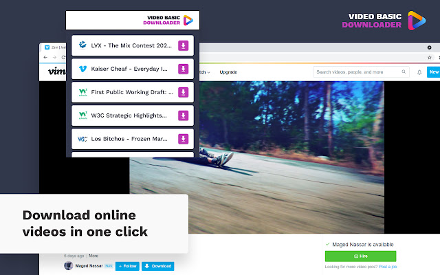 Video Downloader Basic from Chrome web store to be run with OffiDocs Chromium online Video Downloader Basic from Chrome web store to be run with OffiDocs Chromium online