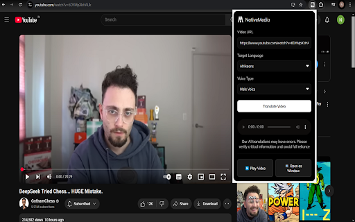 Video Translator from Chrome web store to be run with OffiDocs Chromium online Video Translator from Chrome web store to be run with OffiDocs Chromium online