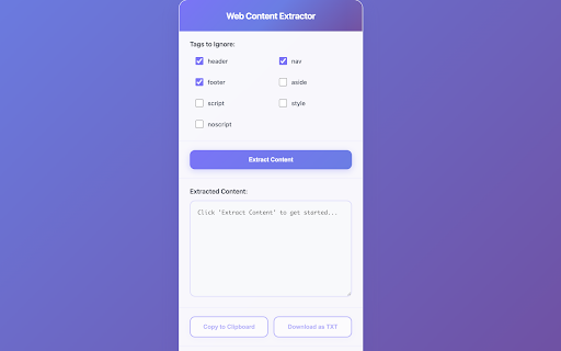 WebContentExtractor from Chrome web store to be run with OffiDocs Chromium online WebContentExtractor from Chrome web store to be run with OffiDocs Chromium online