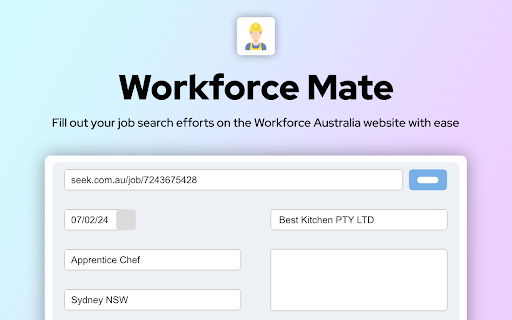 Workforce Mate from Chrome web store to be run with OffiDocs Chromium online Workforce Mate from Chrome web store to be run with OffiDocs Chromium online