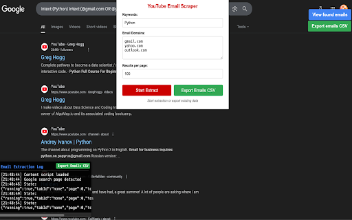 YouTube Email Scraper from Chrome web store to be run with OffiDocs Chromium online YouTube Email Scraper from Chrome web store to be run with OffiDocs Chromium online