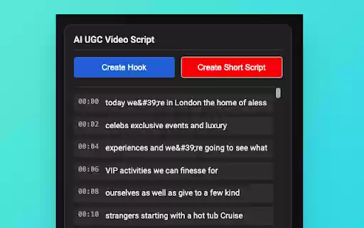 AI UGC Video Script from Chrome web store to be run with OffiDocs Chromium online AI UGC Video Script from Chrome web store to be run with OffiDocs Chromium online