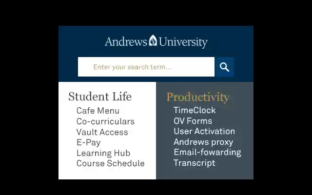 Andrews University from Chrome web store to be run with OffiDocs Chromium online Andrews University from Chrome web store to be run with OffiDocs Chromium online