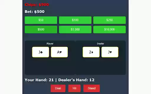 Blackjack Game from Chrome web store to be run with OffiDocs Chromium online Blackjack Game from Chrome web store to be run with OffiDocs Chromium online