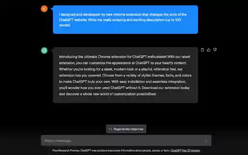 Blue ChatGPT Theme from Chrome web store to be run with OffiDocs Chromium online Blue ChatGPT Theme from Chrome web store to be run with OffiDocs Chromium online