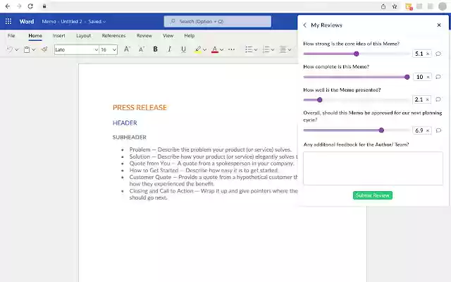 Brightidea Memo Review from Chrome web store to be run with OffiDocs Chromium online Brightidea Memo Review from Chrome web store to be run with OffiDocs Chromium online