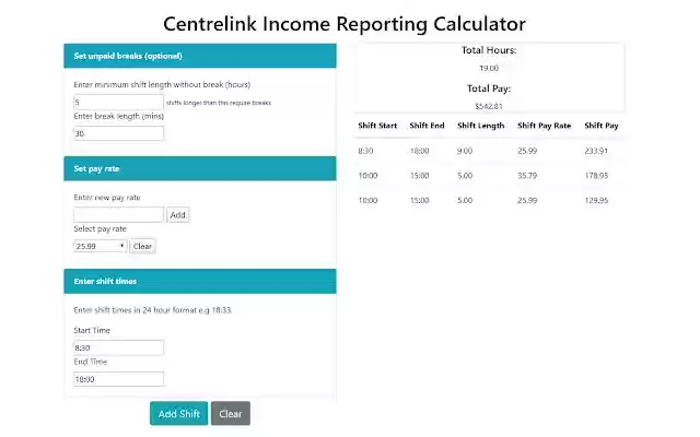 Centrelink Income Reporting Calculator from Chrome web store to be run with OffiDocs Chromium online Centrelink Income Reporting Calculator from Chrome web store to be run with OffiDocs Chromium online