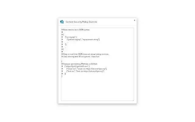 Content Security Policy Override from Chrome web store to be run with OffiDocs Chromium online Content Security Policy Override from Chrome web store to be run with OffiDocs Chromium online