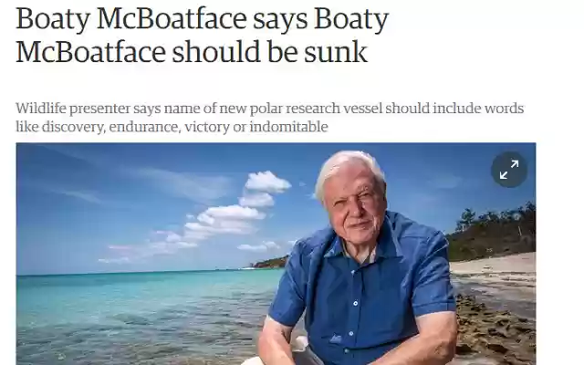 De Attenborough/Re McBoatface from Chrome web store to be run with OffiDocs Chromium online De Attenborough/Re McBoatface from Chrome web store to be run with OffiDocs Chromium online