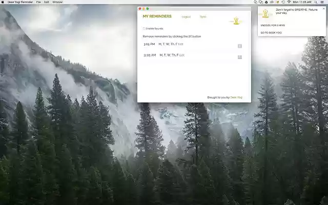 Desk Yogi Reminder (For Members) from Chrome web store to be run with OffiDocs Chromium online Desk Yogi Reminder (For Members) from Chrome web store to be run with OffiDocs Chromium online