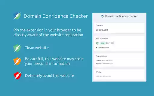 Domain confidence checker from Chrome web store to be run with OffiDocs Chromium online Domain confidence checker from Chrome web store to be run with OffiDocs Chromium online
