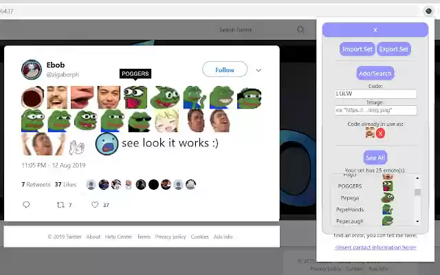 Emotes Everywhere from Chrome web store to be run with OffiDocs Chromium online Emotes Everywhere from Chrome web store to be run with OffiDocs Chromium online