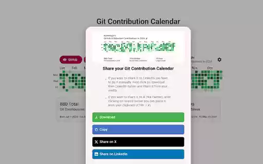 Git Contribution Calendar from Chrome web store to be run with OffiDocs Chromium online Git Contribution Calendar from Chrome web store to be run with OffiDocs Chromium online