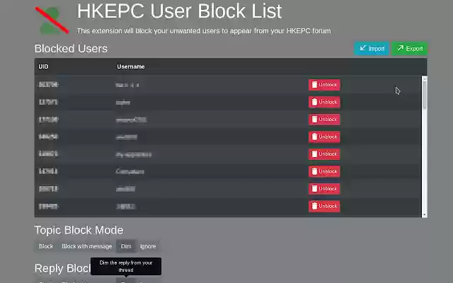 HKEPC User Block List from Chrome web store to be run with OffiDocs Chromium online HKEPC User Block List from Chrome web store to be run with OffiDocs Chromium online