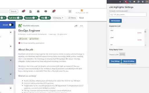 Job Listing Filter from Chrome web store to be run with OffiDocs Chromium online Job Listing Filter from Chrome web store to be run with OffiDocs Chromium online